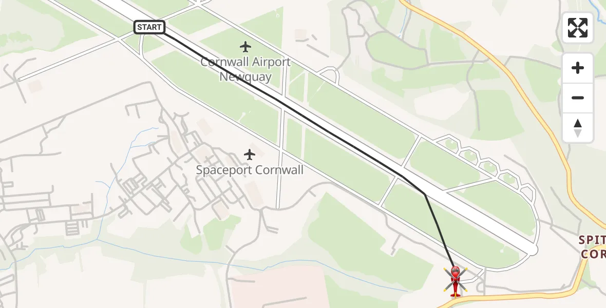 Flight route Air Ambulance Helicopter Cornwall Airport Newquay - Cornwall Airport Newquay, 07 May 2026, 21:38