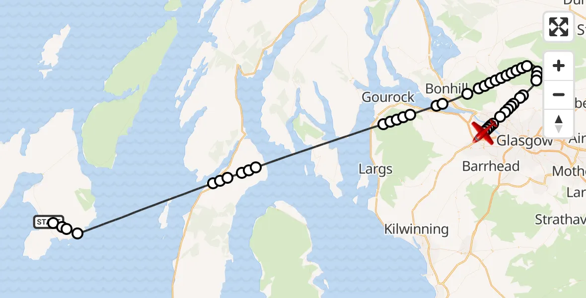 Flight route Air Ambulance Aircraft Maol na h-Airighe - Glasgow Airport, 08 May 2026, 01:48