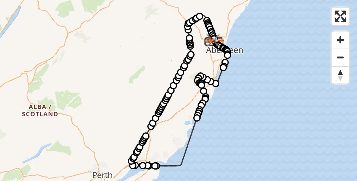 Flight route Coastguard Helicopter Aberdeen International Airport - Aberdeen International Airport, 08 May 2026, 08:36