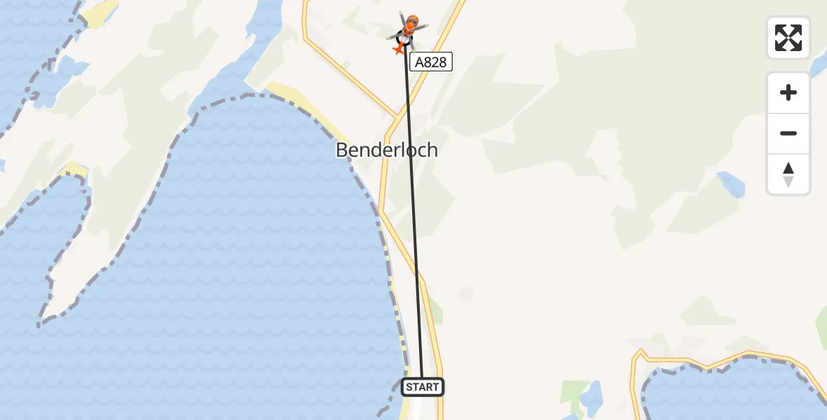 Flight route Coastguard Helicopter Oban Airport - Inner Seas, 08 May 2026, 08:51
