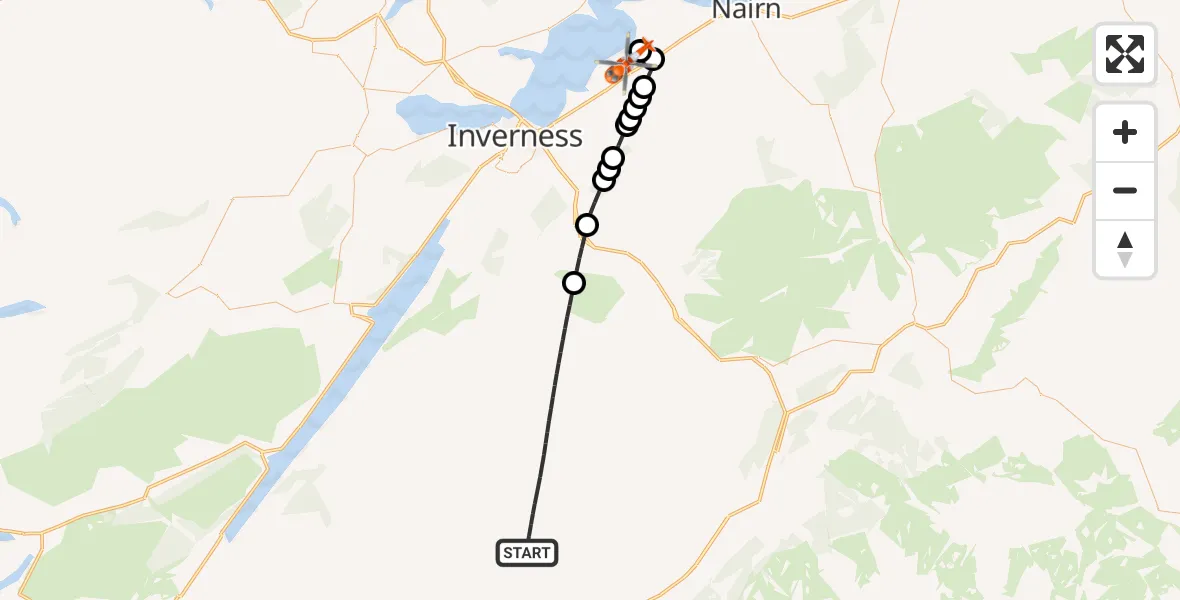 Flight route Coastguard Helicopter Highland - Inverness Airport, 08 May 2026, 09:23