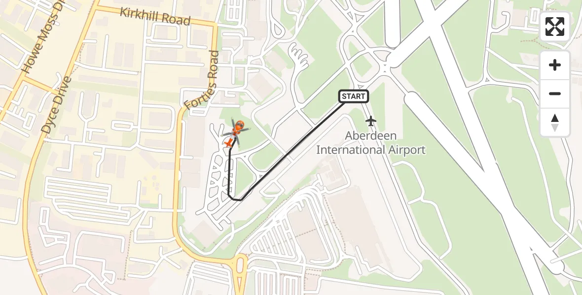 Flight route Coastguard Helicopter Aberdeen International Airport - Aberdeen International Airport, 08 May 2026, 10:38