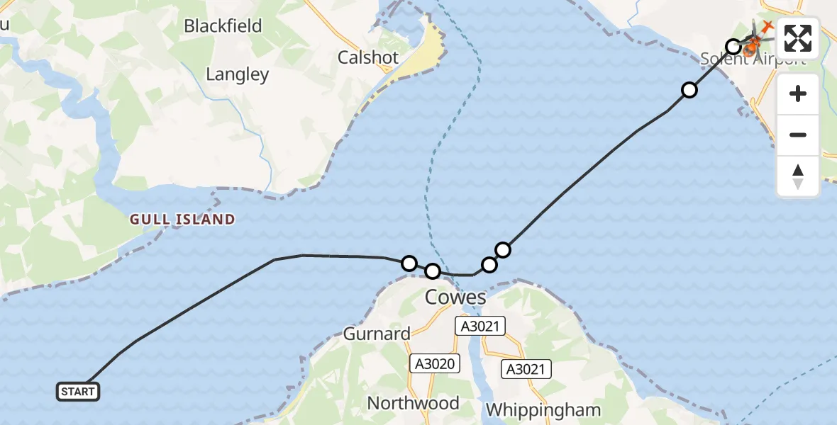 Flight route Coastguard Helicopter English Channel - Solent Airport, 08 May 2026, 10:52