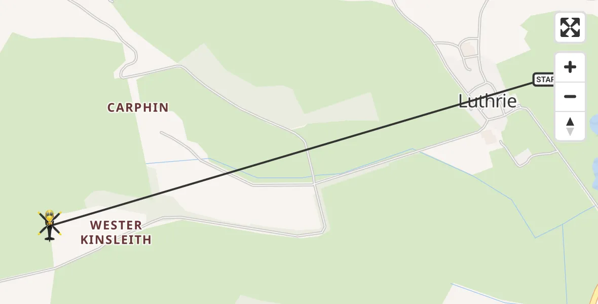 Flight route Police Helicopter Luthrie - Denmuir, 08 May 2026, 10:54