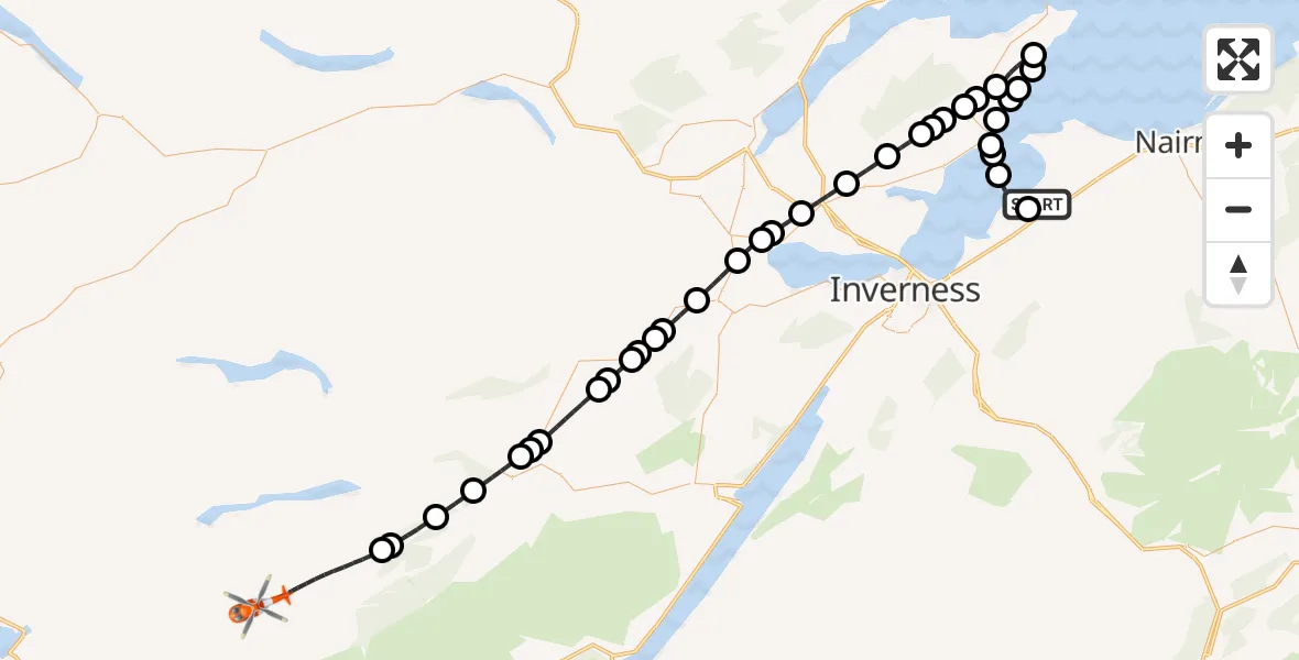 Flight route Coastguard Helicopter Inverness Airport - Athnamulloch, 08 May 2026, 12:53