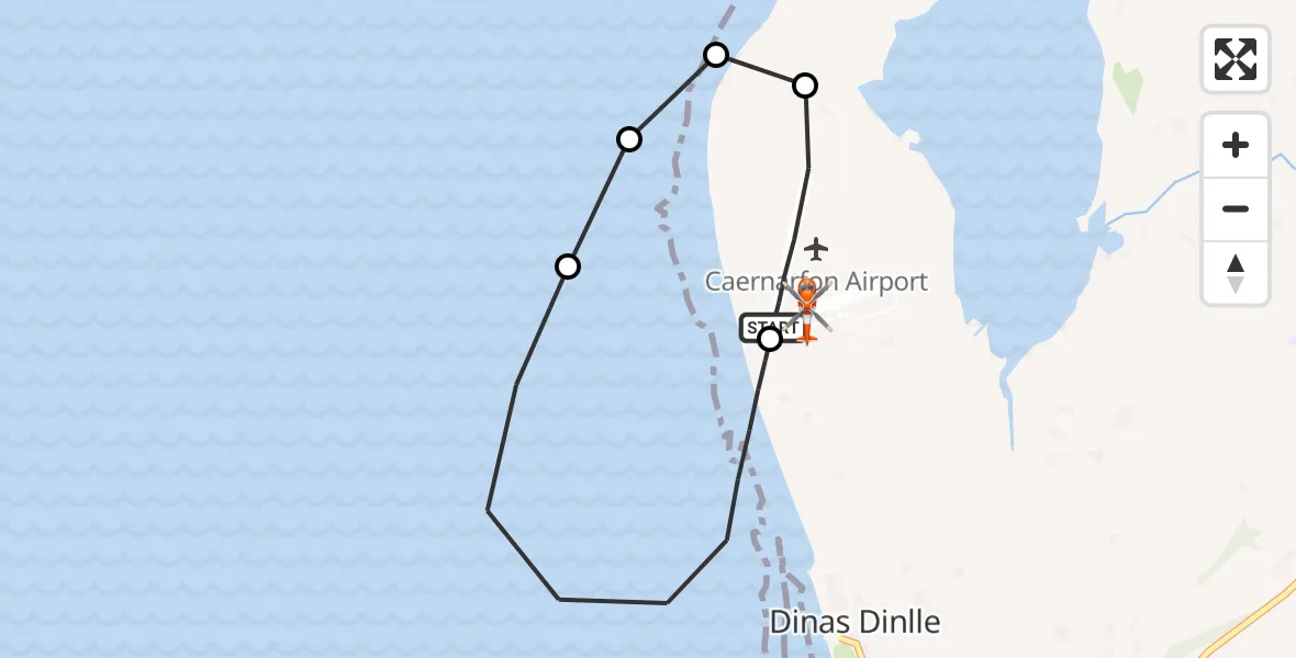 Flight route Coastguard Helicopter Caernarfon Airport - Caernarfon Airport, 08 May 2026, 12:58