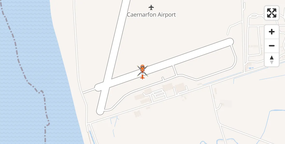 Flight route Coastguard Helicopter Caernarfon Airport - Caernarfon Airport, 08 May 2026, 13:10