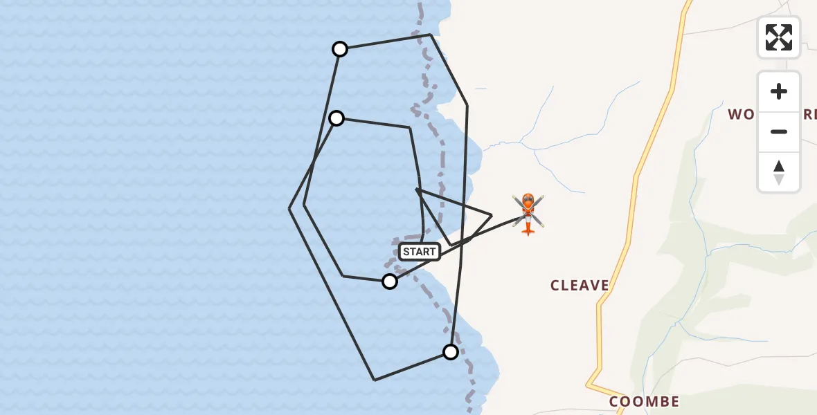 Flight route Coastguard Helicopter Morwenstow - Morwenstow, 08 May 2026, 15:13