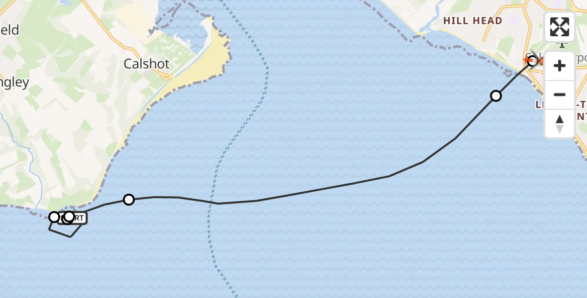 Flight route Coastguard Helicopter New Forest - Solent Airport, 08 May 2026, 15:22