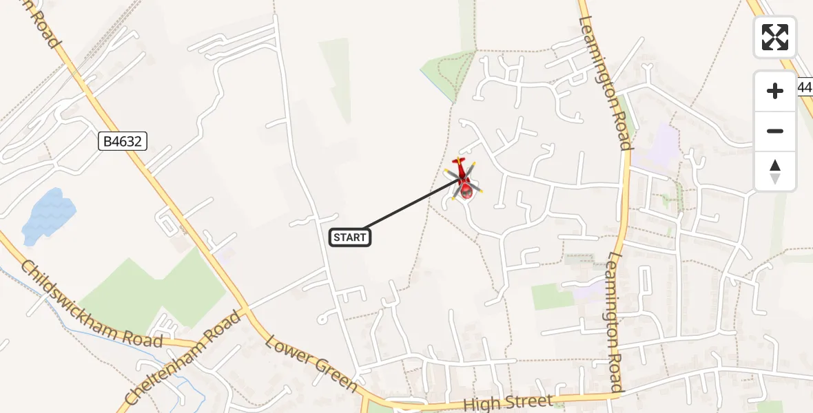 Flight route Air Ambulance Helicopter Broadway - Broadway, 08 May 2026, 17:07