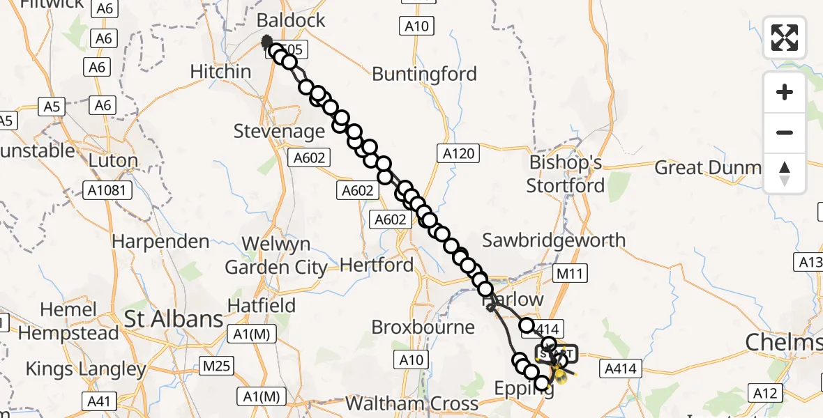 Flight route Police Helicopter North Weald Airfield - North Weald Airfield, 08 May 2026, 18:42