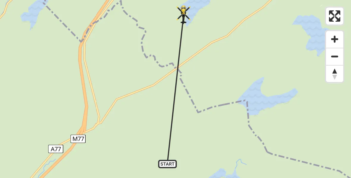 Flight route Police Helicopter Hunter's Meadow - Newton Mearns, 08 May 2026, 19:28