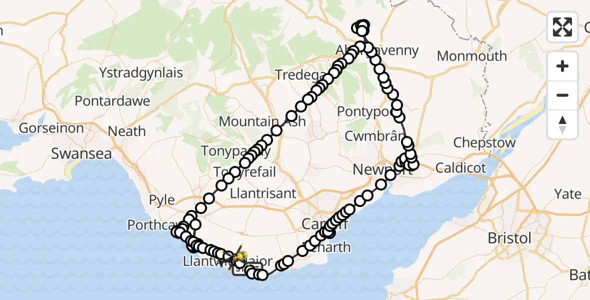 Flight route Police Helicopter MOD St Athan - Boverton, 08 May 2026, 19:40