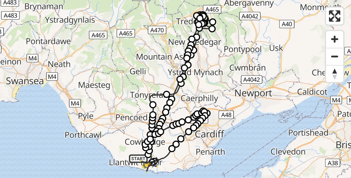 Flight route Police Helicopter Llanmaes - MOD St Athan, 08 May 2026, 22:59