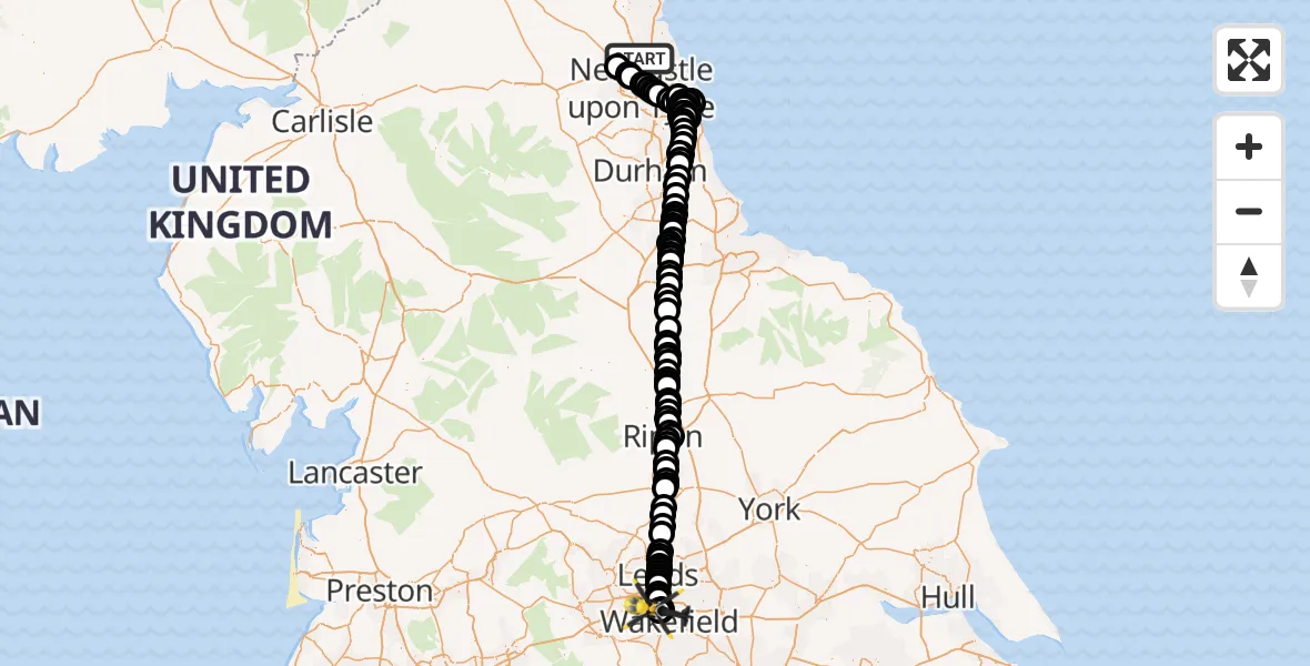 Flight route Police Helicopter Wideopen - East Ardsley, 09 May 2026, 03:44