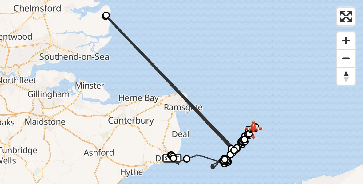 Flight route Coastguard Drone Dover - Noordzee, 09 May 2026, 08:01
