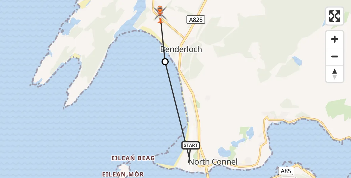 Flight route Coastguard Helicopter Oban Airport - Inner Seas, 09 May 2026, 09:48