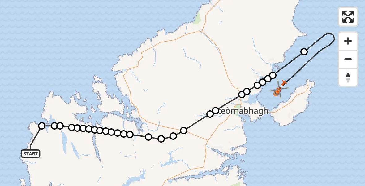 Flight route Coastguard Helicopter North Atlantic Ocean - Inner Seas, 09 May 2026, 09:49