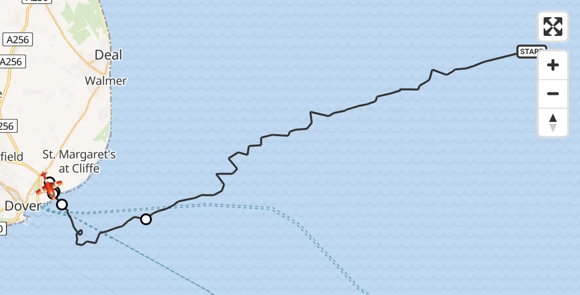 Flight route Coastguard Drone North Sea - Swingate Airfield, 09 May 2026, 10:08