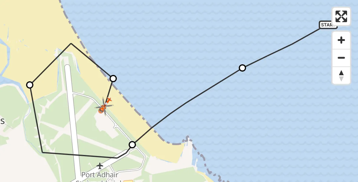 Flight route Coastguard Helicopter Inner Seas - Stornoway Airport, 09 May 2026, 10:15