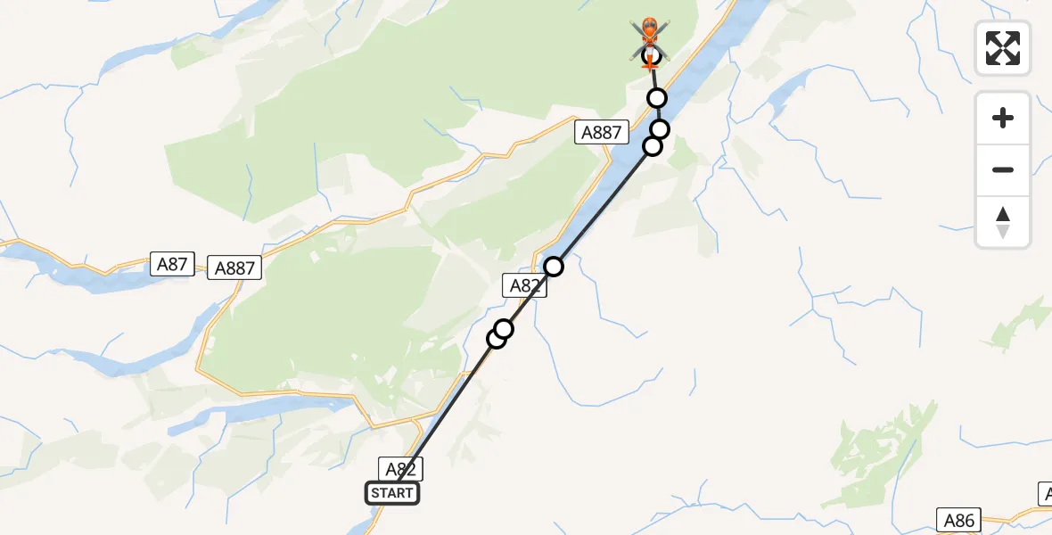 Flight route Coastguard Helicopter South Laggan - Highland, 09 May 2026, 10:22