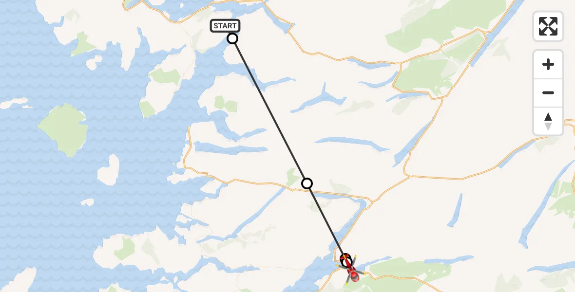 Flight route Air Ambulance Helicopter Kylerhea - Caol Reithe - North Ballachulish, 09 May 2026, 13:15