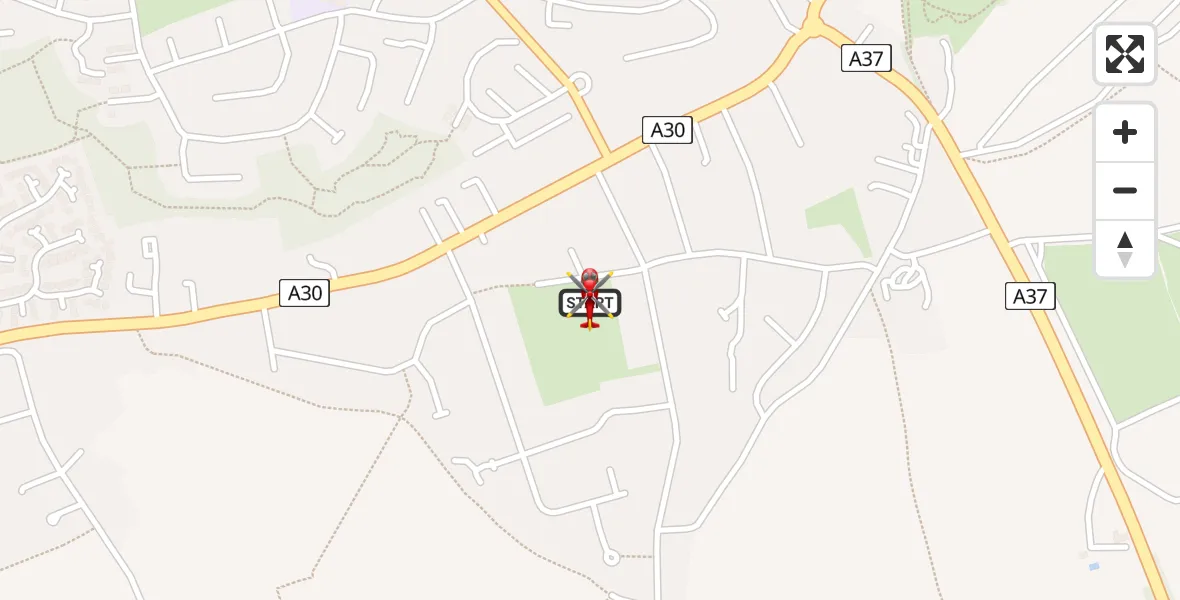 Flight route Air Ambulance Helicopter Yeovil - Yeovil, 09 May 2026, 13:58