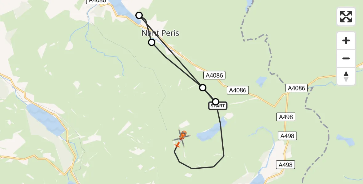 Flight route Coastguard Helicopter Beddgelert - Beddgelert, 09 May 2026, 14:11