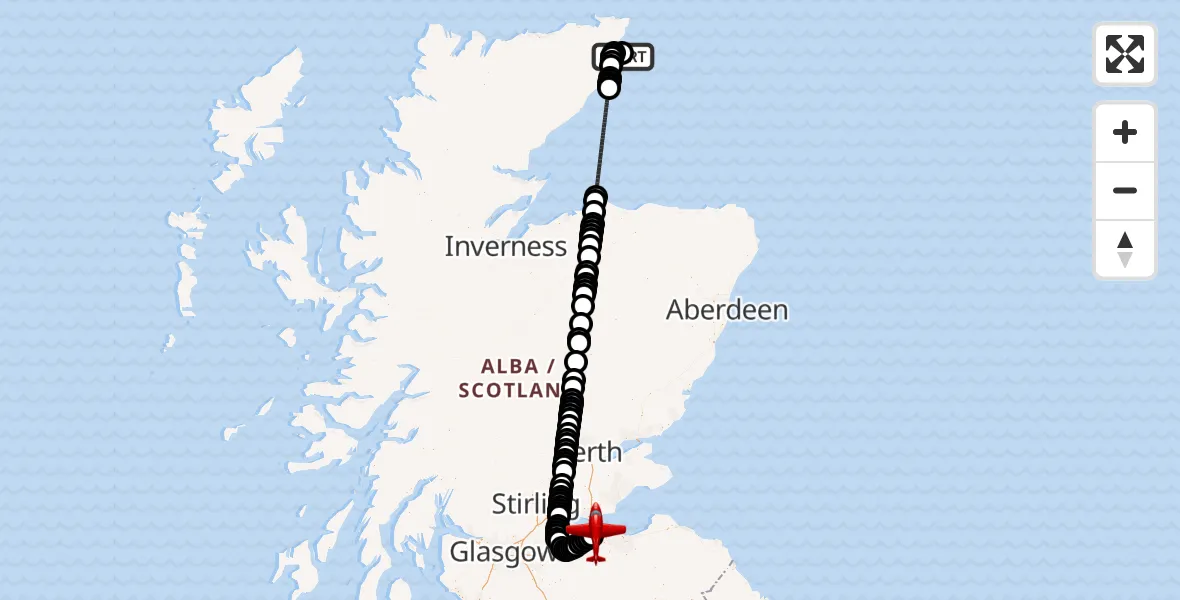 Flight route Air Ambulance Aircraft Wick John O'Groats Airport - Edinburgh Airport, 09 May 2026, 16:31