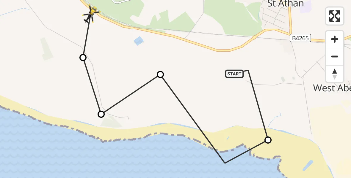 Flight route Police Helicopter MOD St Athan - MOD St Athan, 09 May 2026, 17:23