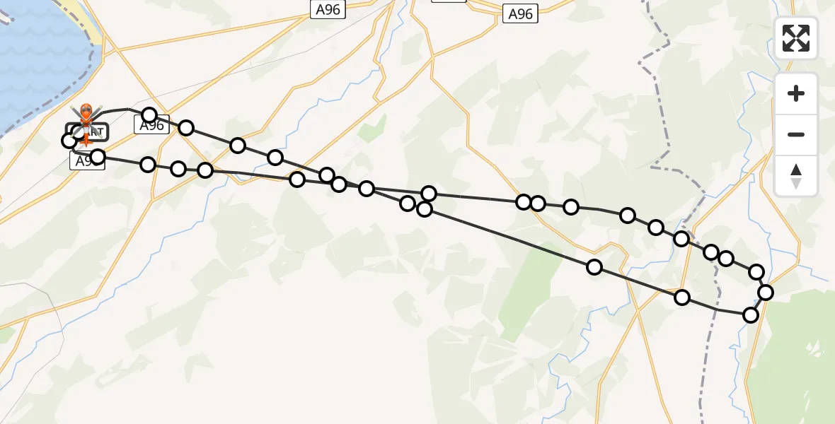 Flight route Coastguard Helicopter Inverness Airport - Inverness Airport, 09 May 2026, 17:52