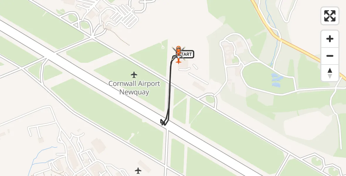 Flight route Coastguard Helicopter Cornwall Airport Newquay - Cornwall Airport Newquay, 09 May 2026, 18:27