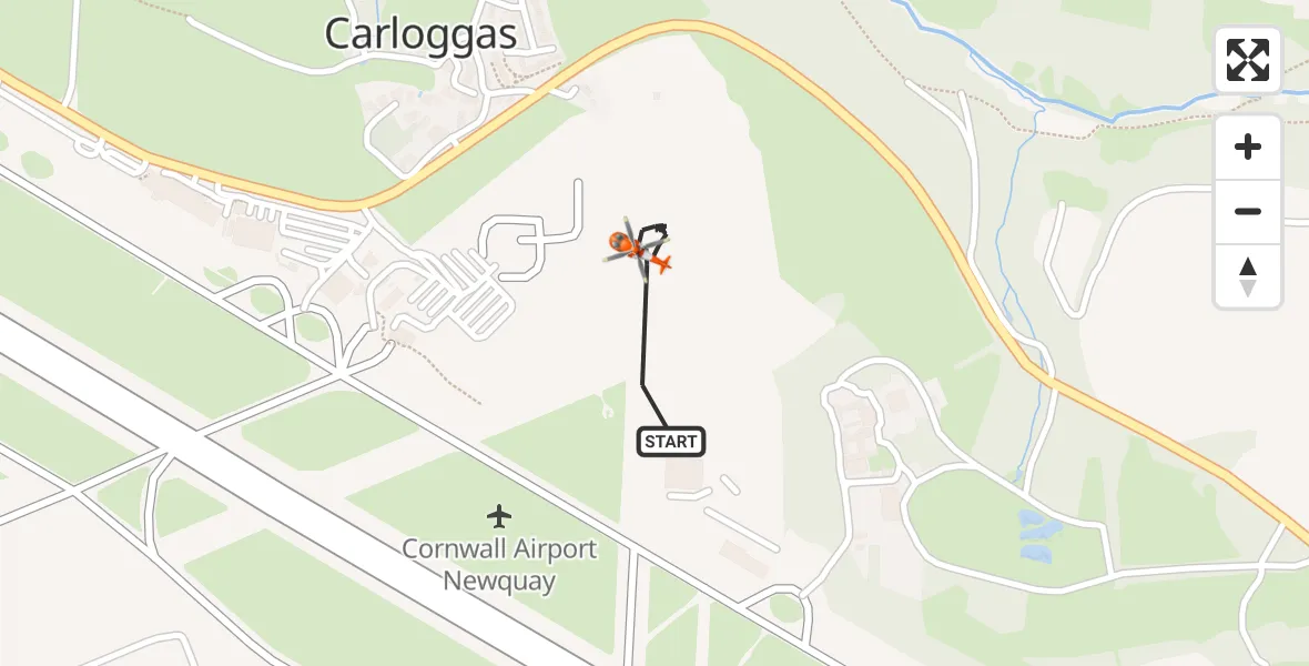 Flight route Coastguard Helicopter Cornwall Airport Newquay - Cornwall Airport Newquay, 09 May 2026, 18:46