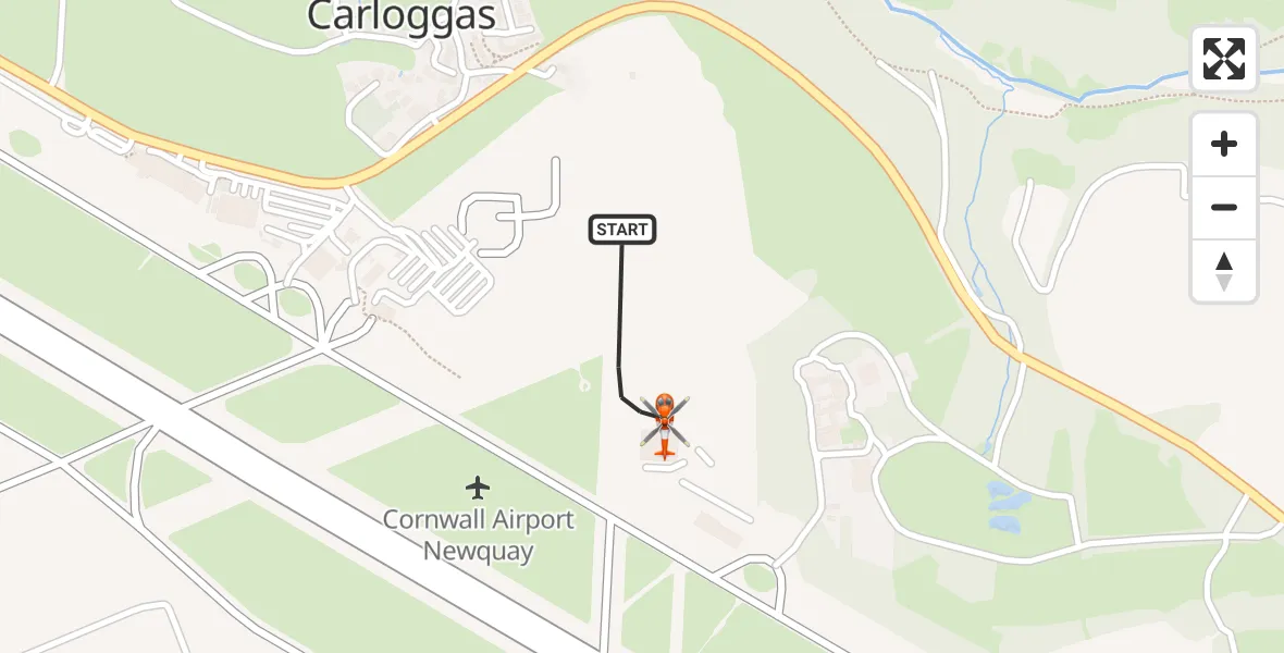 Flight route Coastguard Helicopter Cornwall Airport Newquay - Cornwall Airport Newquay, 09 May 2026, 19:04