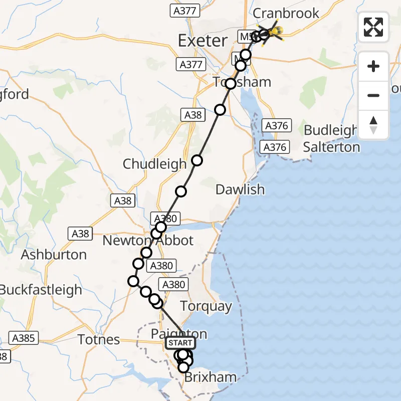 Exeter Test Routes Map Police Helicopter to Exeter International Airport | 9 May 2026 21:01 ...