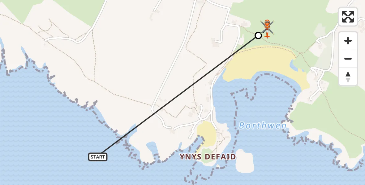 Flight route Coastguard Helicopter Rhoscolyn - Rhoscolyn, 10 May 2026, 04:05
