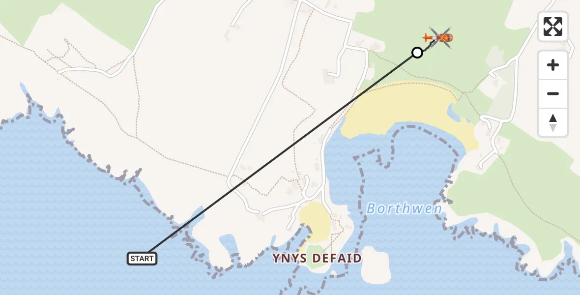 Flight route Coastguard Helicopter Rhoscolyn - Rhoscolyn, 10 May 2026, 04:08