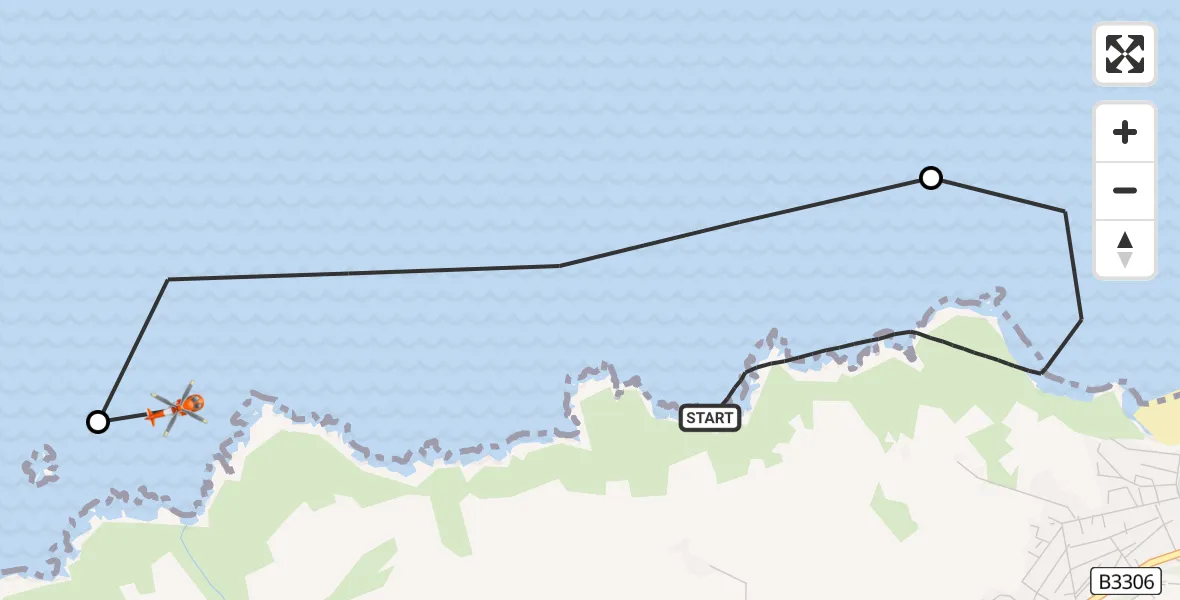Flight route Coastguard Helicopter St. Ives - Zennor, 10 May 2026, 05:58