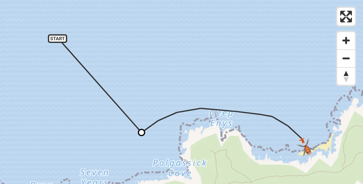 Flight route Coastguard Helicopter Bristol Channel - St. Ives, 10 May 2026, 06:13