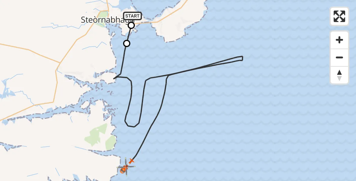 Flight route Coastguard Helicopter Stornoway Airport - Inner Seas, 10 May 2026, 08:34