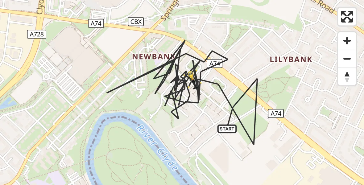 Flight route Police Helicopter Glasgow - Glasgow, 10 May 2026, 09:04