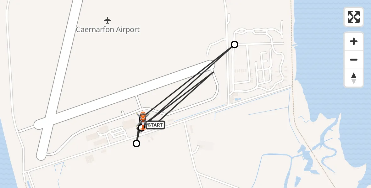 Flight route Coastguard Helicopter Caernarfon Airport - Caernarfon Airport, 10 May 2026, 09:11