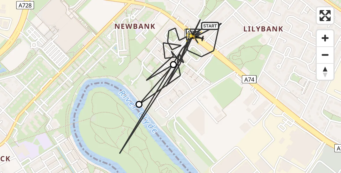 Flight route Police Helicopter Glasgow - Glasgow, 10 May 2026, 09:46