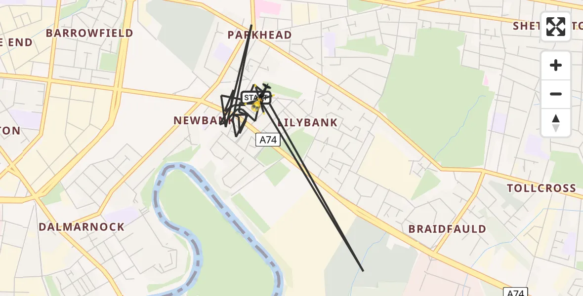 Flight route Police Helicopter Glasgow - Glasgow, 10 May 2026, 10:04