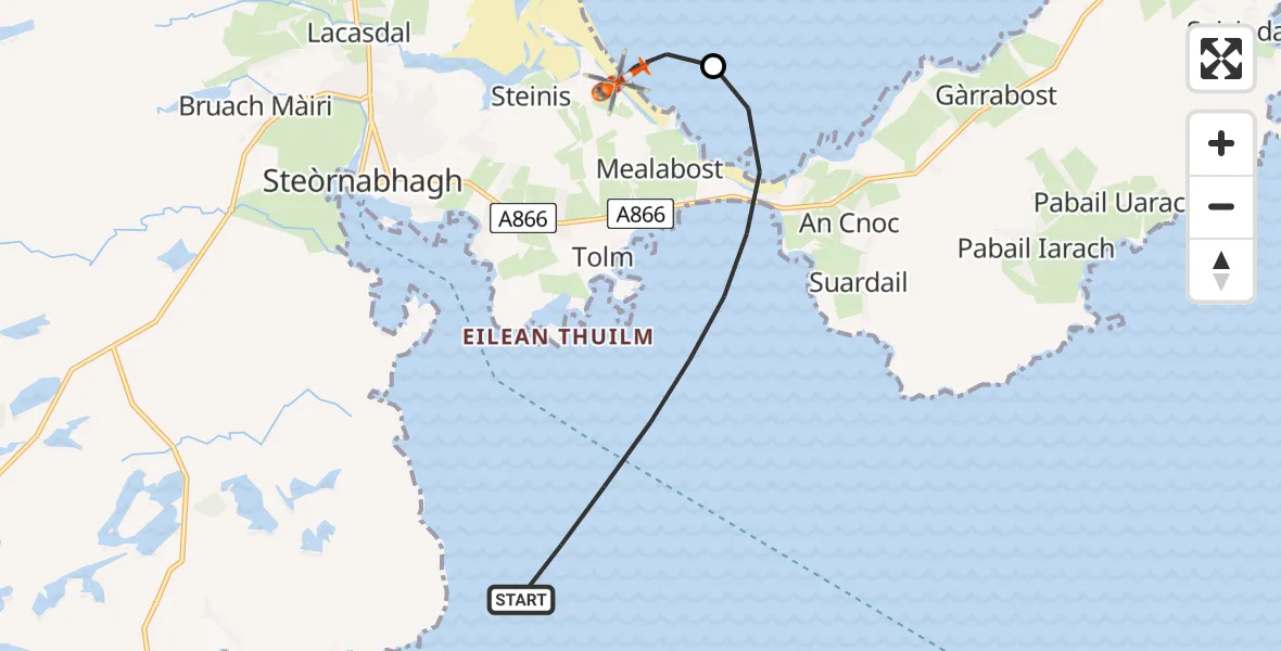 Flight route Coastguard Helicopter Inner Seas - Mealabost, 10 May 2026, 10:12