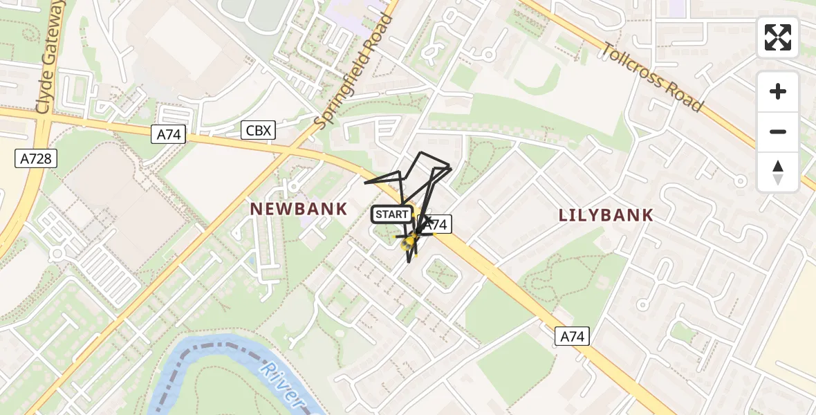 Flight route Police Helicopter Glasgow - Glasgow, 10 May 2026, 10:14