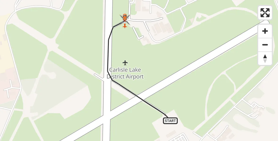 Flight route Coastguard Helicopter Carlisle Lake District Airport - Carlisle Lake District Airport, 10 May 2026, 15:00