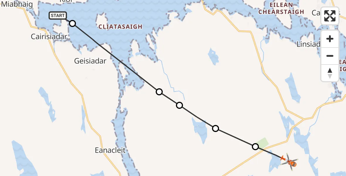 Flight route Coastguard Helicopter Cairisiadar - Geàrraidh Gheure Dubh Mhòr, 10 May 2026, 15:32