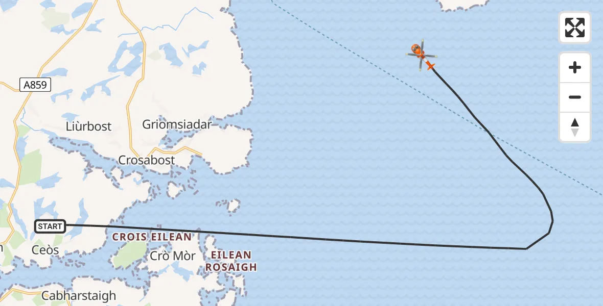 Flight route Coastguard Helicopter Inner Seas - Inner Seas, 10 May 2026, 15:53
