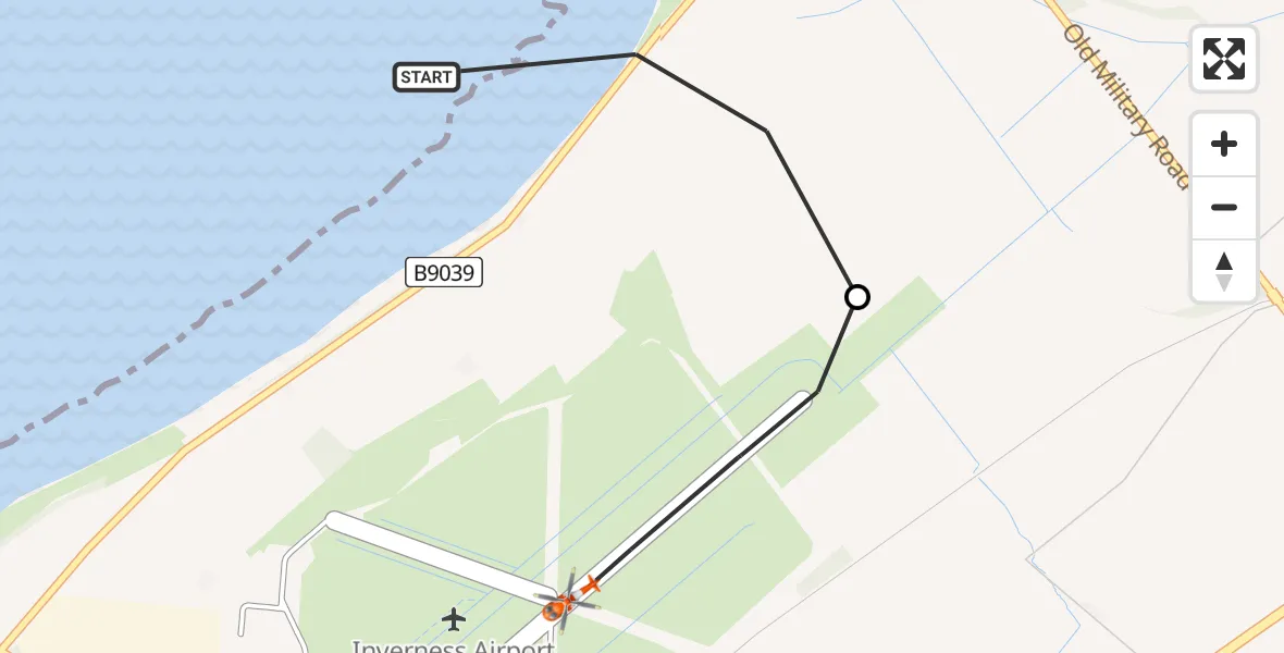 Flight route Coastguard Helicopter Ardersier - Inverness Airport, 10 May 2026, 16:11